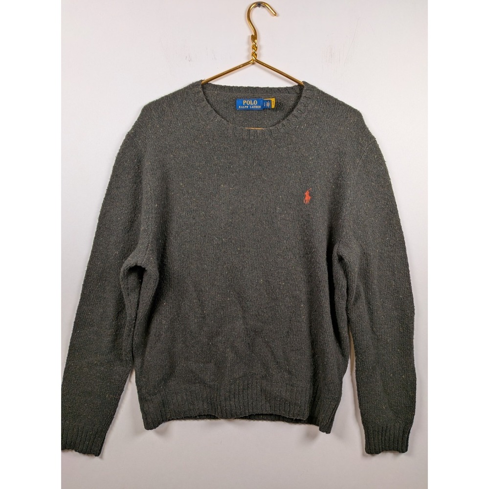 Polo Ralph Lauren Specked Knit Crewneck Wool Blend Sweater Green Mens Size L